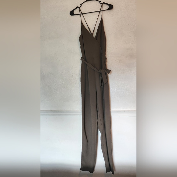 Sage Green Cross Back Jumpsuit - Picture 3 of 5